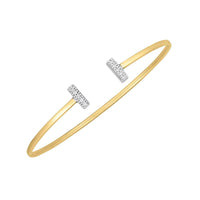 14k Two Tone Gold Diamond Tee Bar Bangle (2.00 mm)