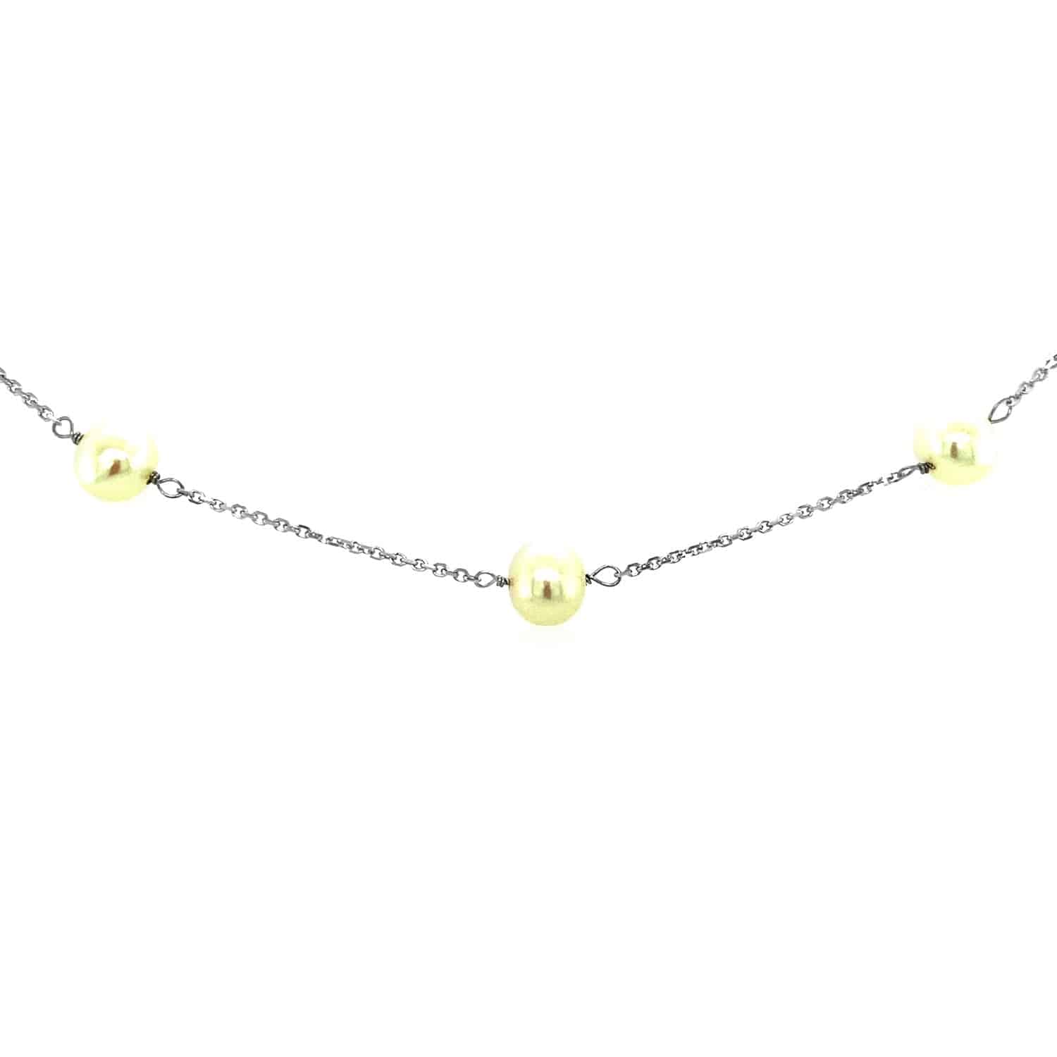 14k White Gold Necklace with White Pearls | - Forever in Harmony