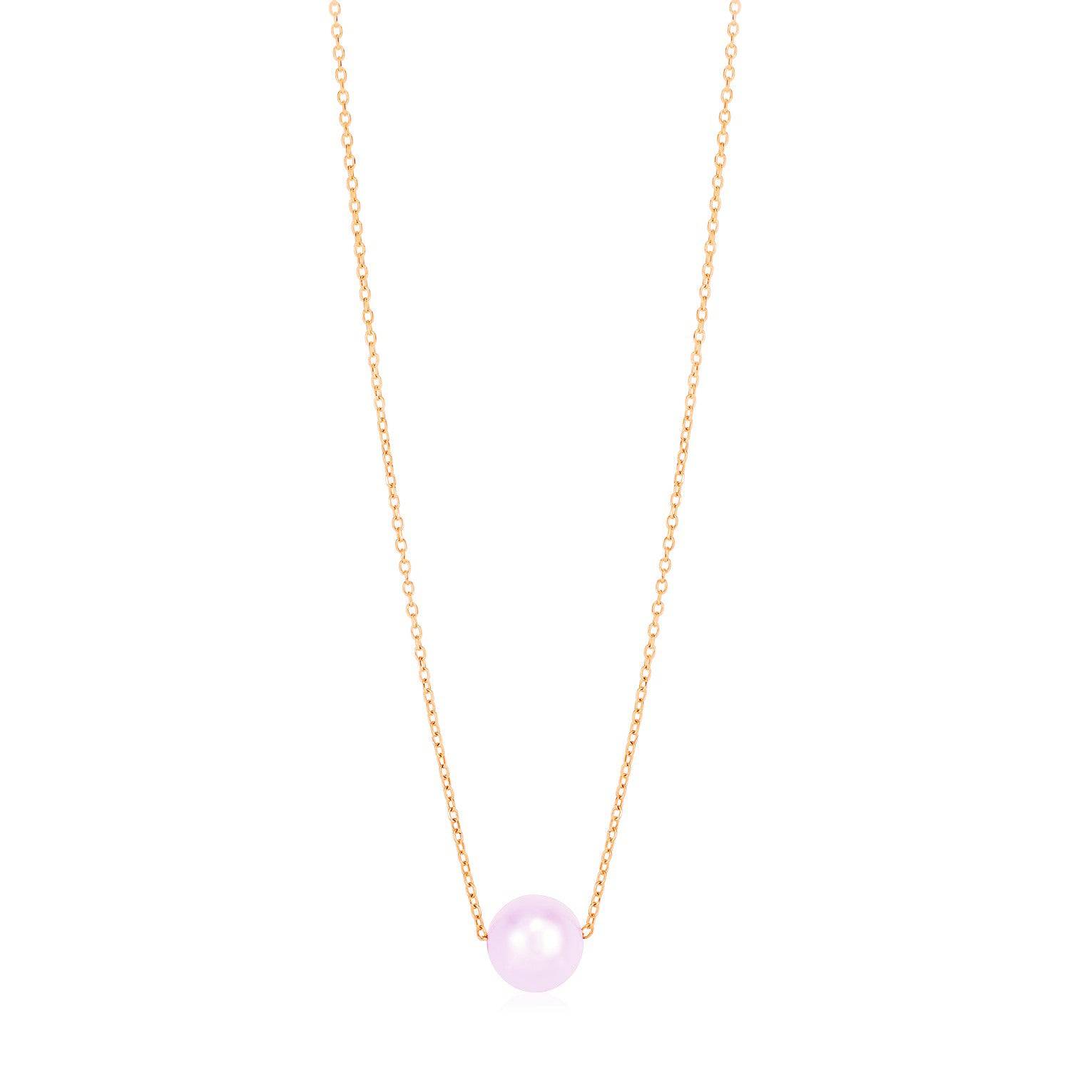 14k Rose Gold Pearl Solitaire Necklace