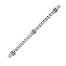 Sterling Silver Woven Bracelet with Blue Sapphire Stations (6.35 mm) | - Forever in Harmony