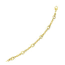 14k Yellow Gold Oval and Round Link Textured Chain Bracelet (6.35 mm) | - Forever in Harmony