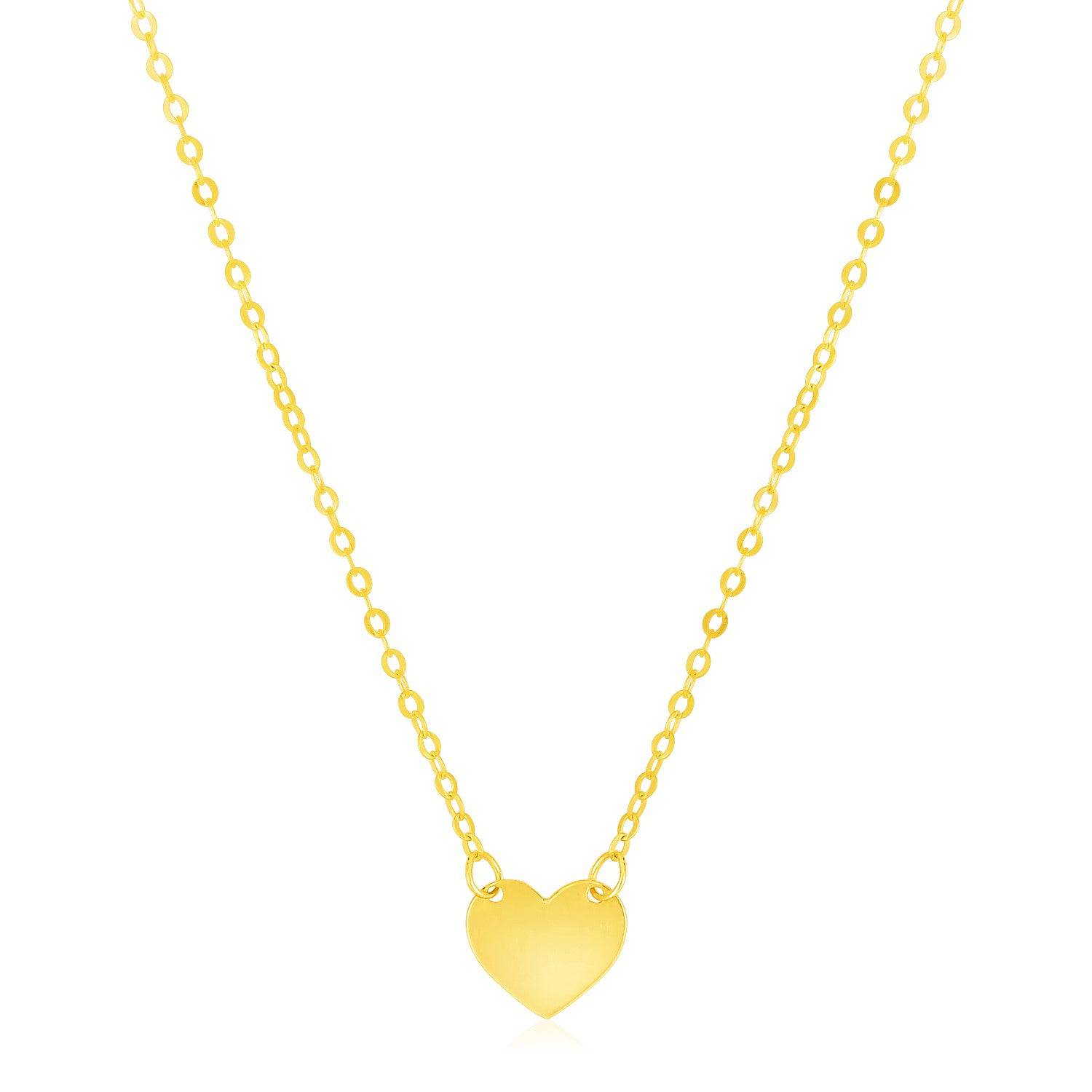 14k Yellow Gold Polished Mini Heart Necklace