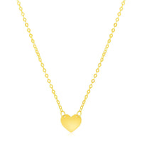 14k Yellow Gold Polished Mini Heart Necklace