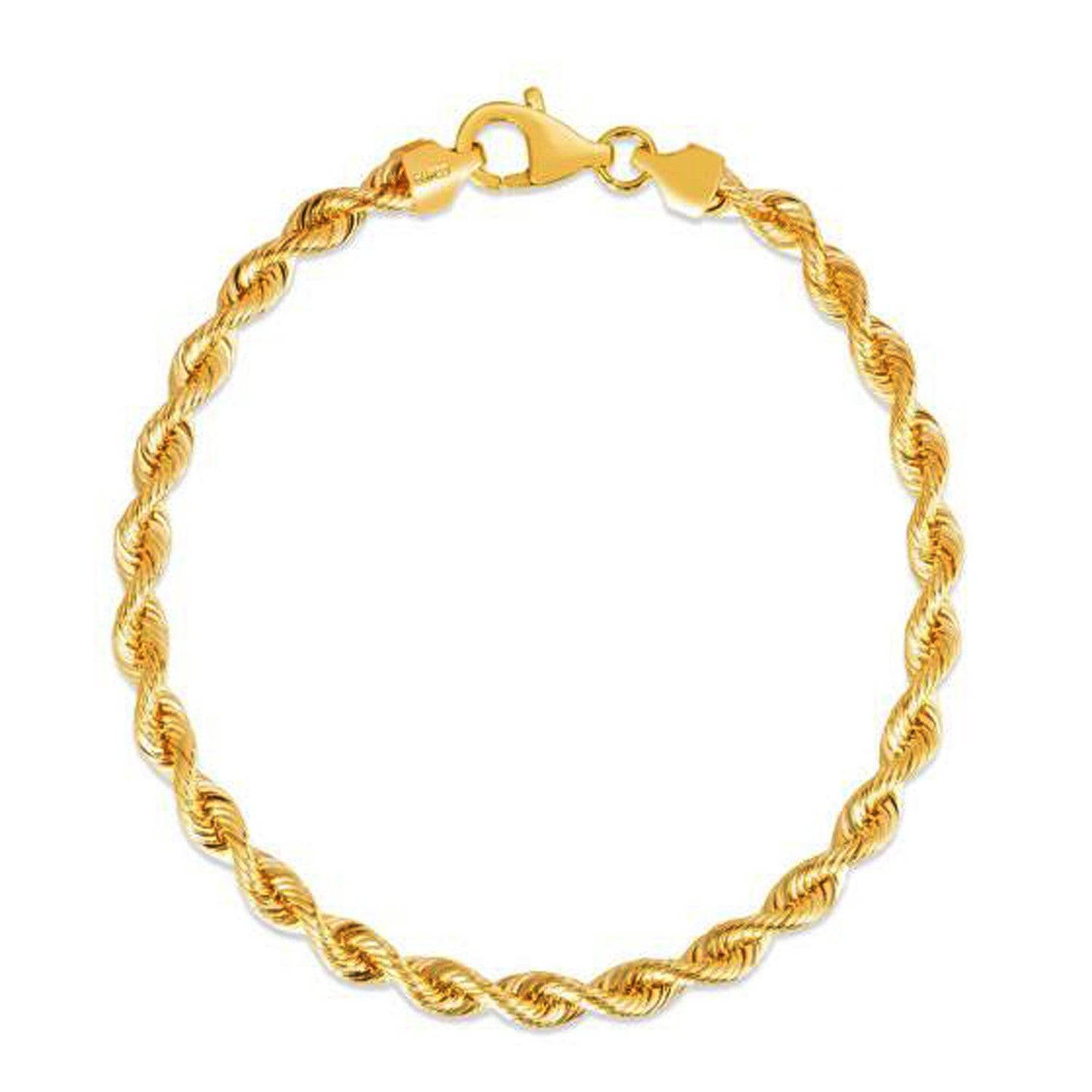 Silk Rope Chain Bracelet in 14k Yellow Gold  (4.30 mm) |