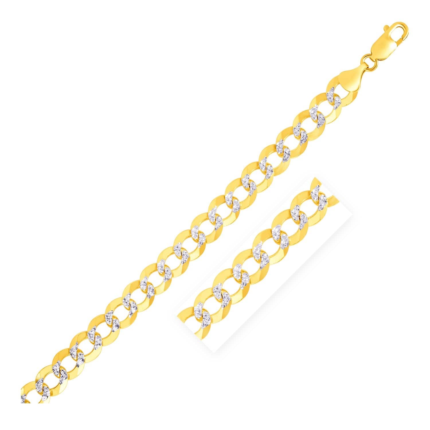 14k Two Tone Gold Pave Curb Bracelet (8.30 mm) |