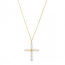 14k Yellow Gold Pearl Cross Pendant