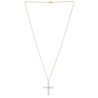 14k Yellow Gold Pearl Cross Pendant