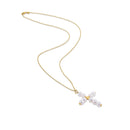 14k Yellow Gold Pearl Cross Pendant