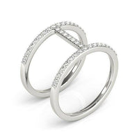 14k White Gold Dual Band Bridge Style Diamond Ring (3/8 cttw) - Forever in Harmony