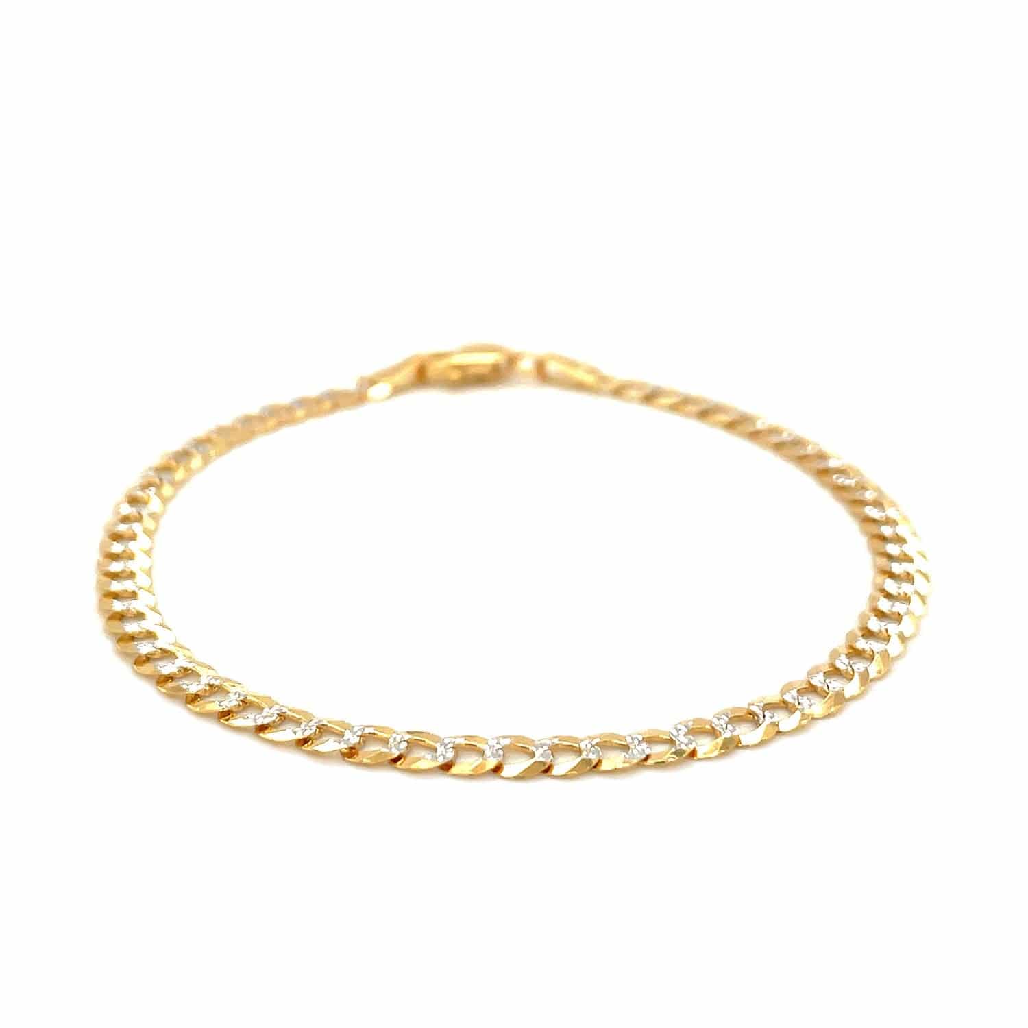 14k Two Tone Gold Pave Curb Bracelet (3.60 mm) |