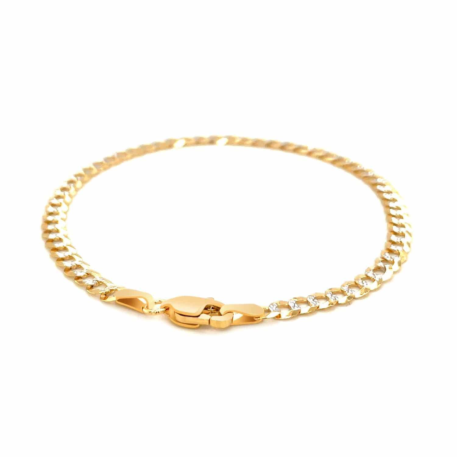 14k Two Tone Gold Pave Curb Bracelet (3.60 mm) | - Forever in Harmony