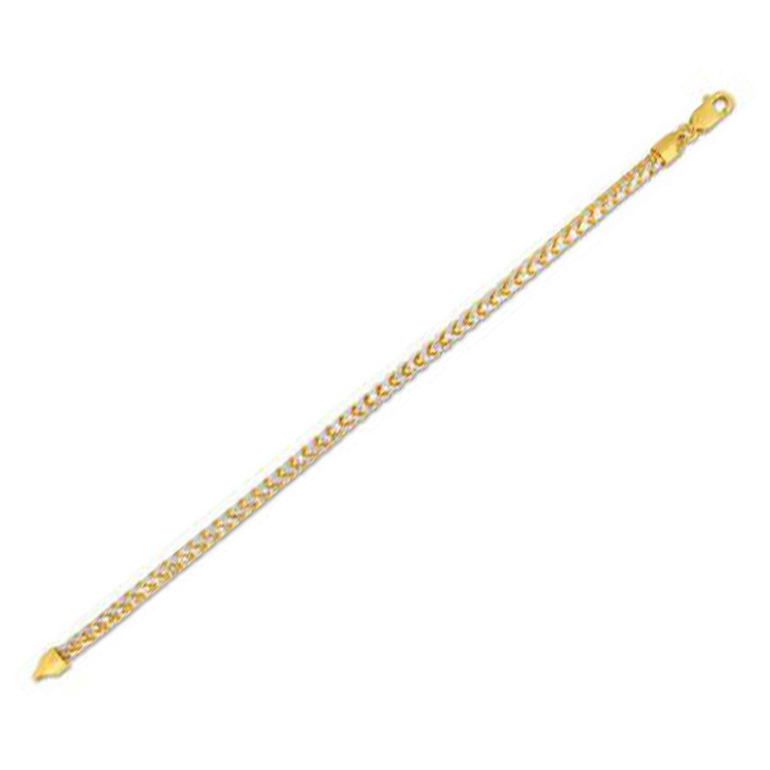 Round Pave Franco Chain Bracelet in 14k Yellow Gold  (4.00 mm) |