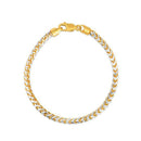 Round Pave Franco Chain Bracelet in 14k Yellow Gold  (4.00 mm) | - Forever in Harmony