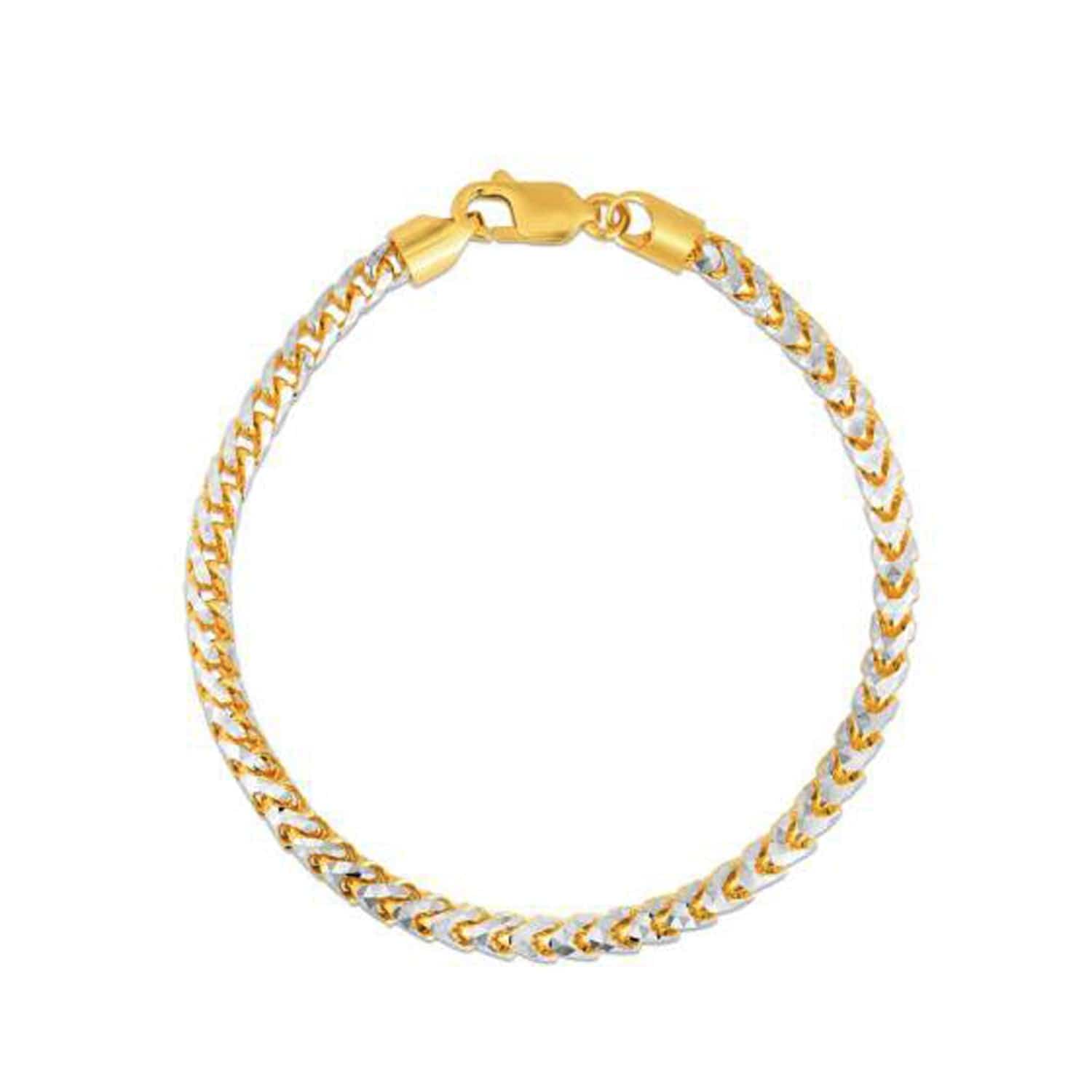 Round Pave Franco Chain Bracelet in 14k Yellow Gold  (4.00 mm) |