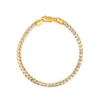 Round Pave Franco Chain Bracelet in 14k Yellow Gold  (4.00 mm) | - Forever in Harmony