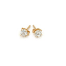 14k Yellow Gold Stud Earrings with White Hue Faceted Cubic Zirconia(3mm)