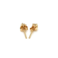 14k Yellow Gold Stud Earrings with White Hue Faceted Cubic Zirconia(3mm)