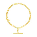 14k Yellow Gold Alternating Oval and Round Chain Bracelet with Toggle (3.90 mm) | - Forever in Harmony