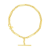 14k Yellow Gold Alternating Oval and Round Chain Bracelet with Toggle (3.90 mm) | - Forever in Harmony