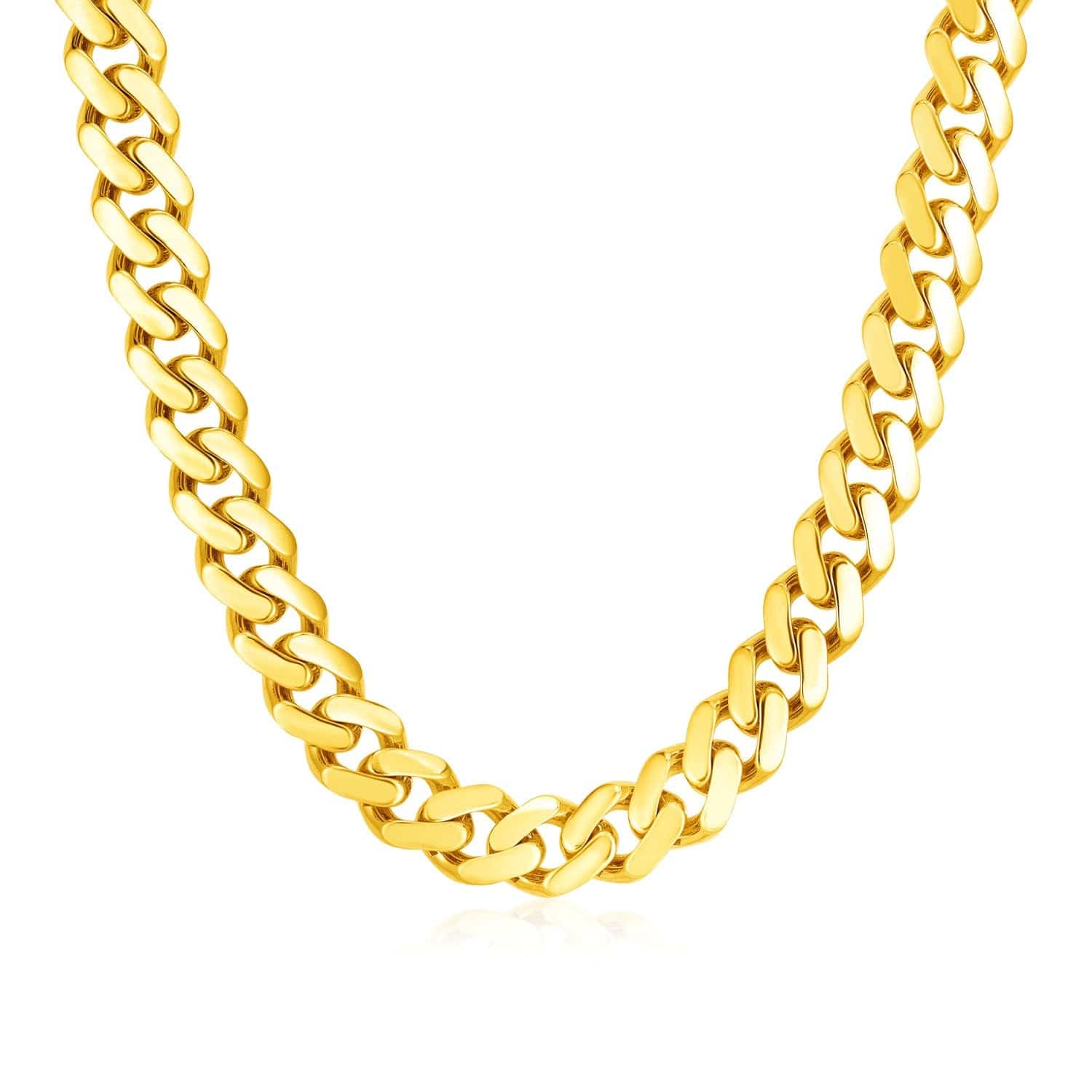 14k Yellow Gold Polished Miami Cuban Chain Necklace |