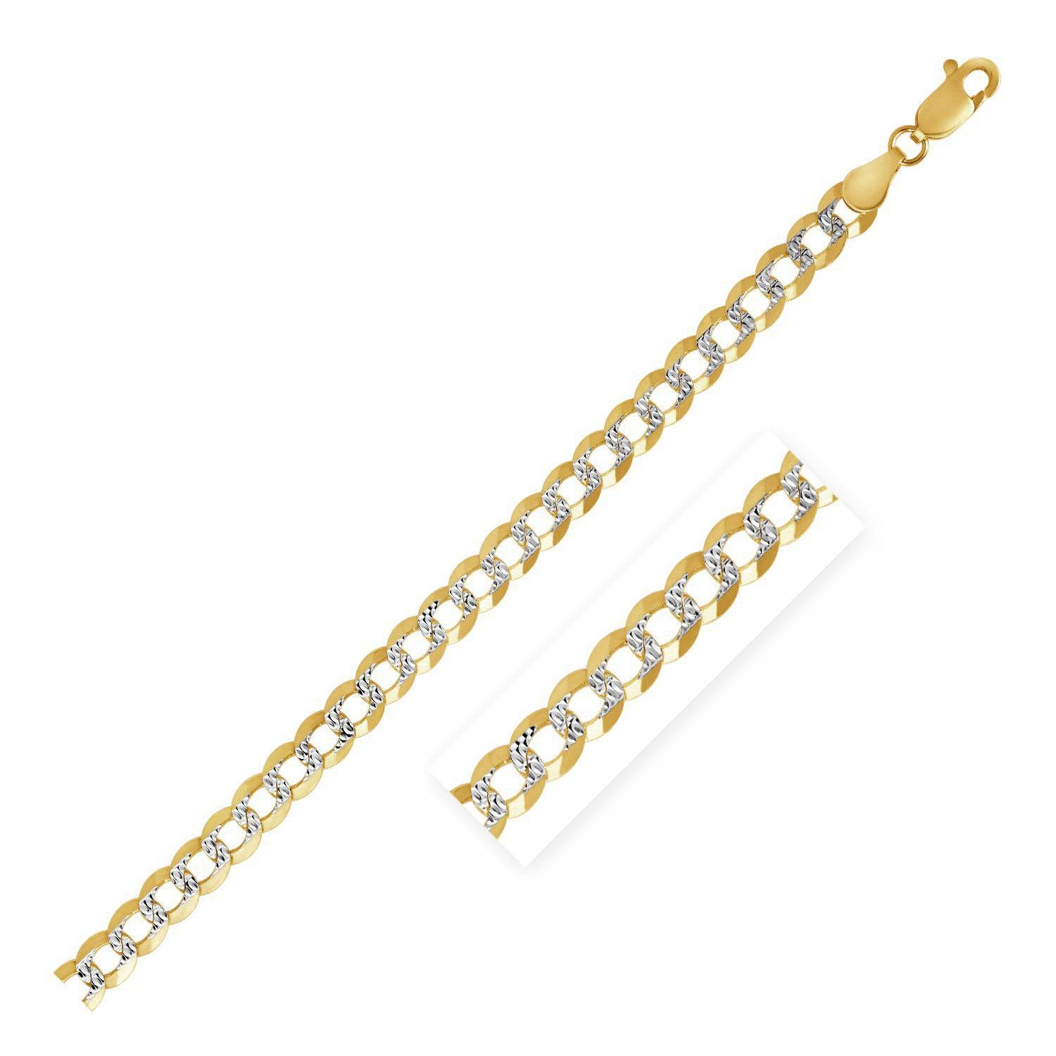 14k Two Tone Gold Pave Curb Chain (3.20 mm) |