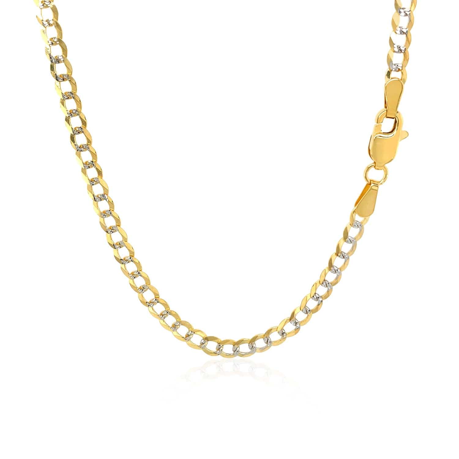 14k Two Tone Gold Pave Curb Chain (3.20 mm) | - Forever in Harmony