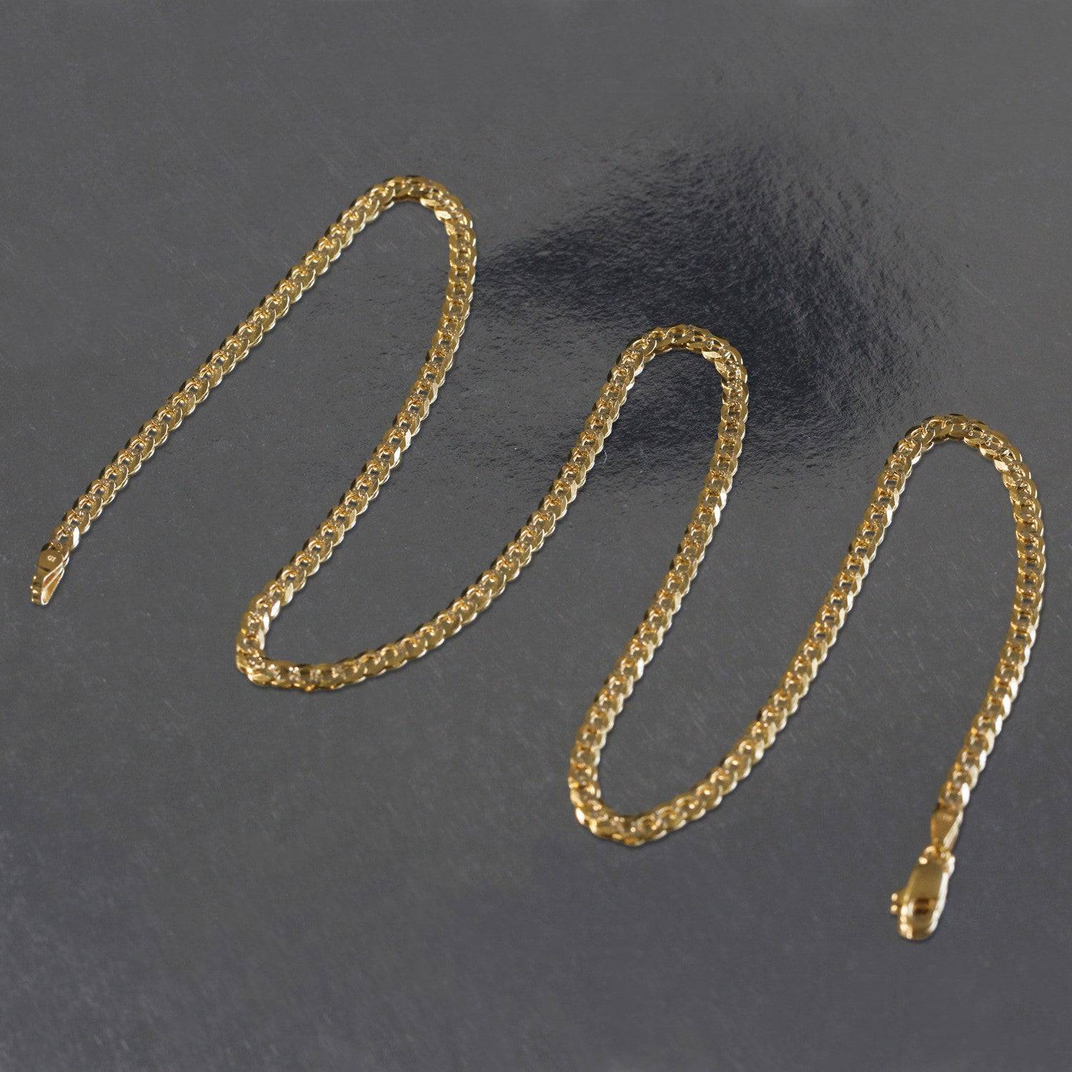 14k Two Tone Gold Pave Curb Chain (3.20 mm) | - Forever in Harmony