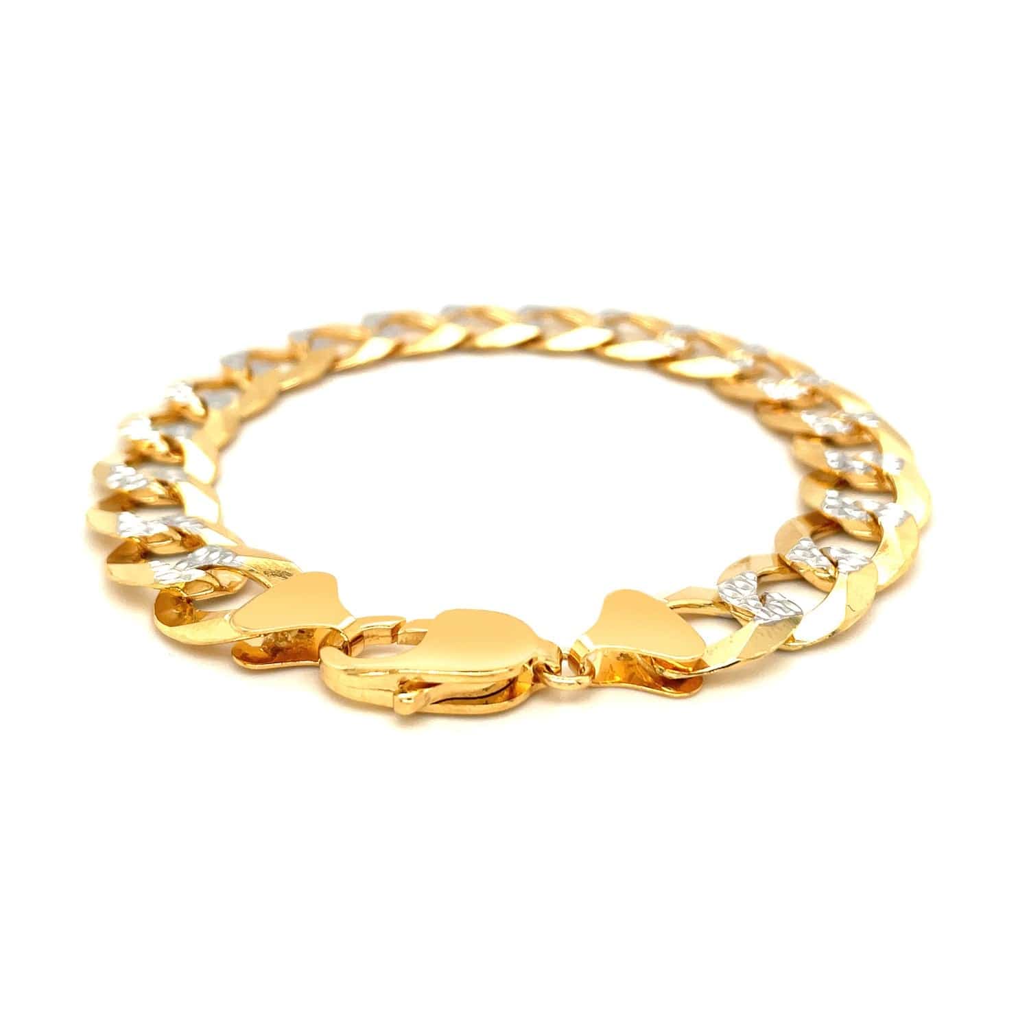 14k Two Tone Gold Pave Curb Bracelet (12.18 mm) | - Forever in Harmony