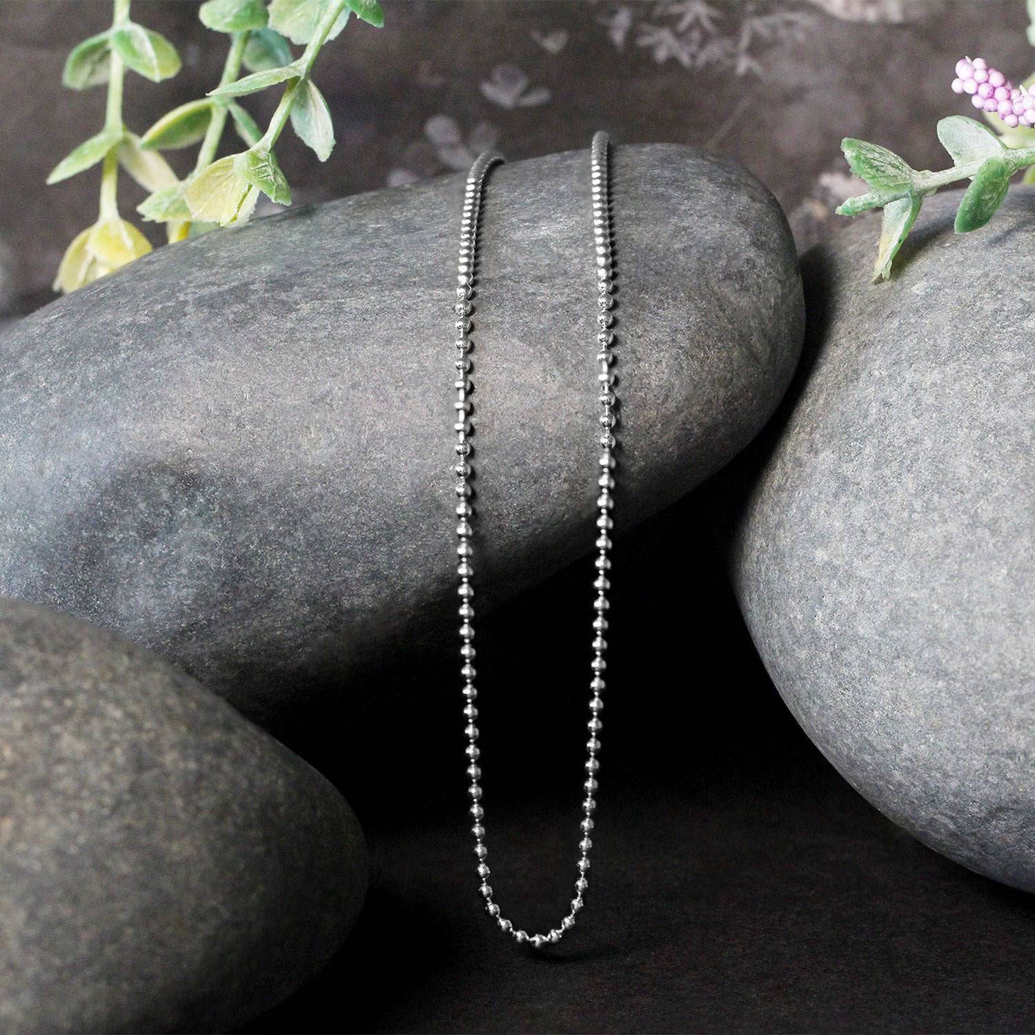 14k White Gold Bead Chain 1.5mm (1.50 mm)