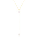 14k Yellow Gold Lariat Necklace with Pearls