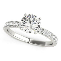 14k White Gold Single Row Shank Round Diamond Engagement Ring (1 1/3 cttw) - Forever in Harmony