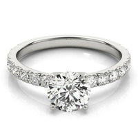 14k White Gold Single Row Shank Round Diamond Engagement Ring (1 1/3 cttw) - Forever in Harmony