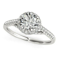 14k White Gold Round Cut Pave Set Shank Diamond Engagement Ring (1 3/8 cttw) - Forever in Harmony