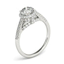 14k White Gold Round Cut Pave Set Shank Diamond Engagement Ring (1 3/8 cttw) - Forever in Harmony