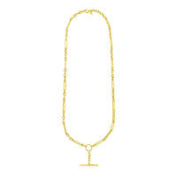 14k Yellow Gold Alternating Oval and Round Chain Necklace with Toggle