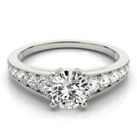 14k White Gold Antique Tapered Shank Diamond Engagement Ring (1 3/8 cttw) - Forever in Harmony