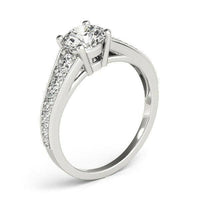 14k White Gold Antique Tapered Shank Diamond Engagement Ring (1 3/8 cttw) - Forever in Harmony