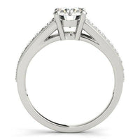 14k White Gold Antique Tapered Shank Diamond Engagement Ring (1 3/8 cttw) - Forever in Harmony