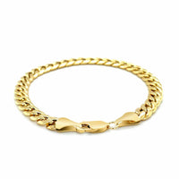 14k Yellow Gold Miami Cuban Semi Solid Bracelet (7.00 mm) | - Forever in Harmony