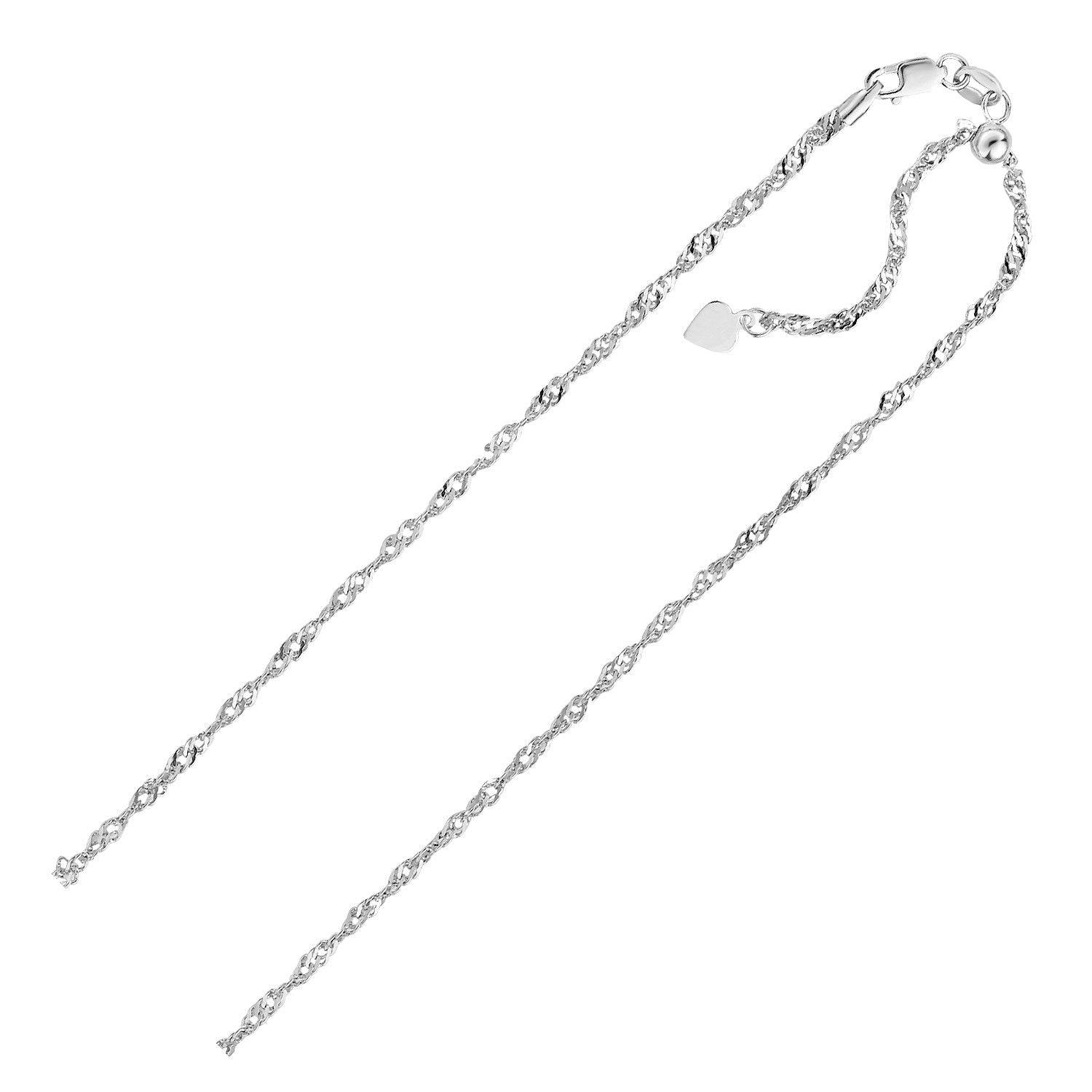 Sterling Silver 1.5mm Adjustable Singapore Chain (1.50 mm) |