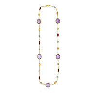 14k Yellow Gold Necklace with Multi-Colored Stones