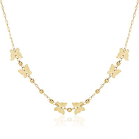 14k Yellow Gold 18 inch Necklace with Polished Butterflies and Beads