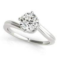 14k White Gold Bypass Style Solitaire Round Diamond Engagement Ring (1 cttw) - Forever in Harmony