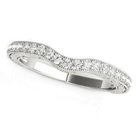 14k White Gold Antique Style Milgrained Curved Diamond Ring (1/4 cttw) - Forever in Harmony