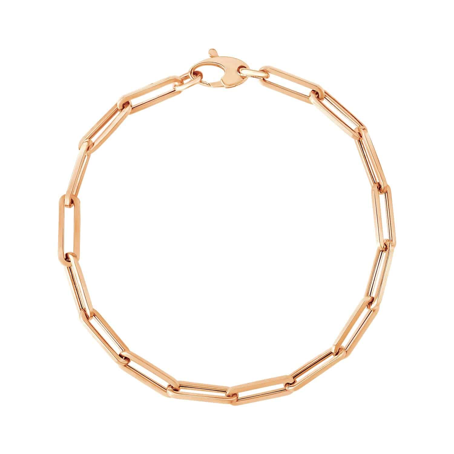 14K Rose Gold Bold Paperclip Chain Bracelet (4.20 mm) |