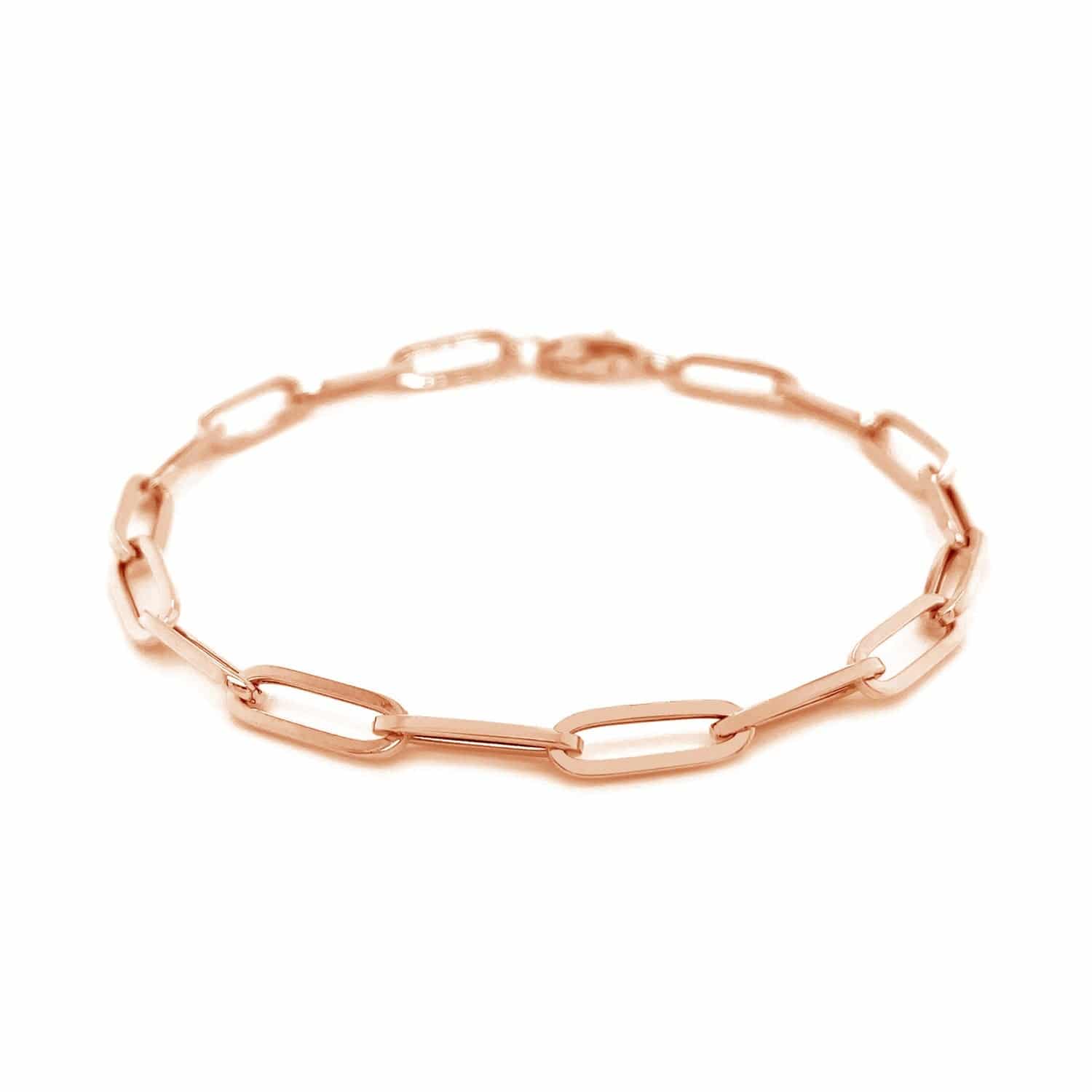 14K Rose Gold Bold Paperclip Chain Bracelet (4.20 mm) |