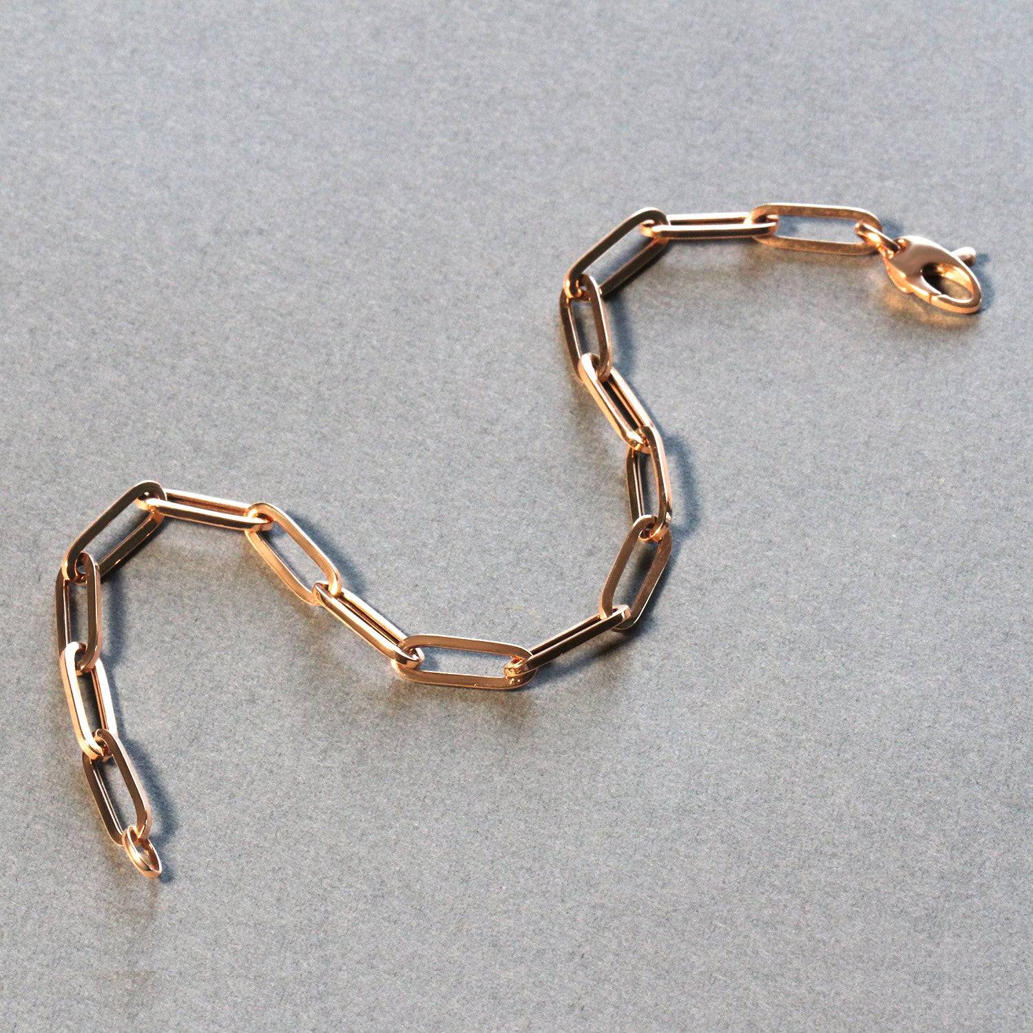 14K Rose Gold Bold Paperclip Chain Bracelet (4.20 mm) | 7.5''