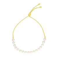 14k Yellow Gold Adjustable Friendship Bracelet with Pearls