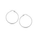 Sterling Silver Rhodium Plated Thin Large Polished Hoop Earrings (2x40mm)