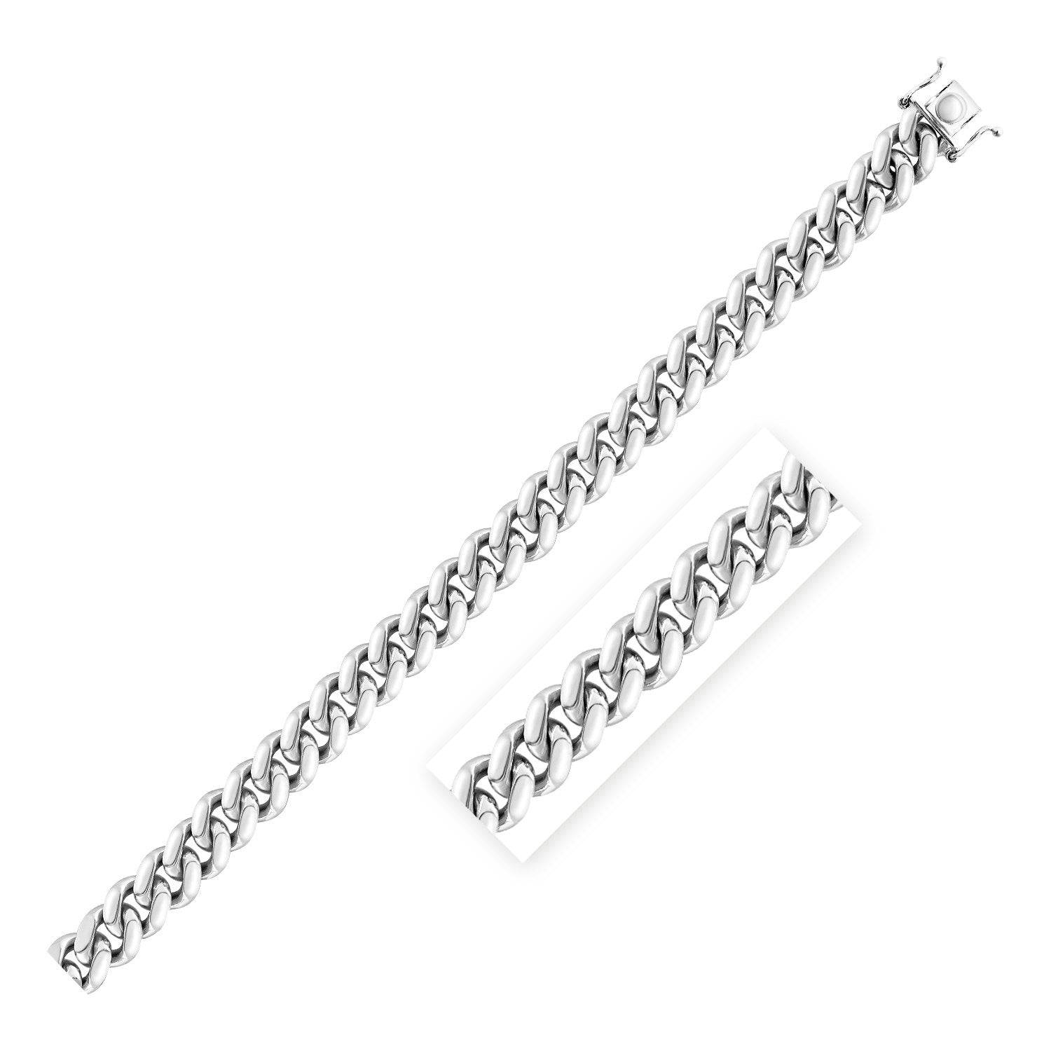 Sterling Silver Rhodium Plated Miami Cuban Chain (9.80 mm) |